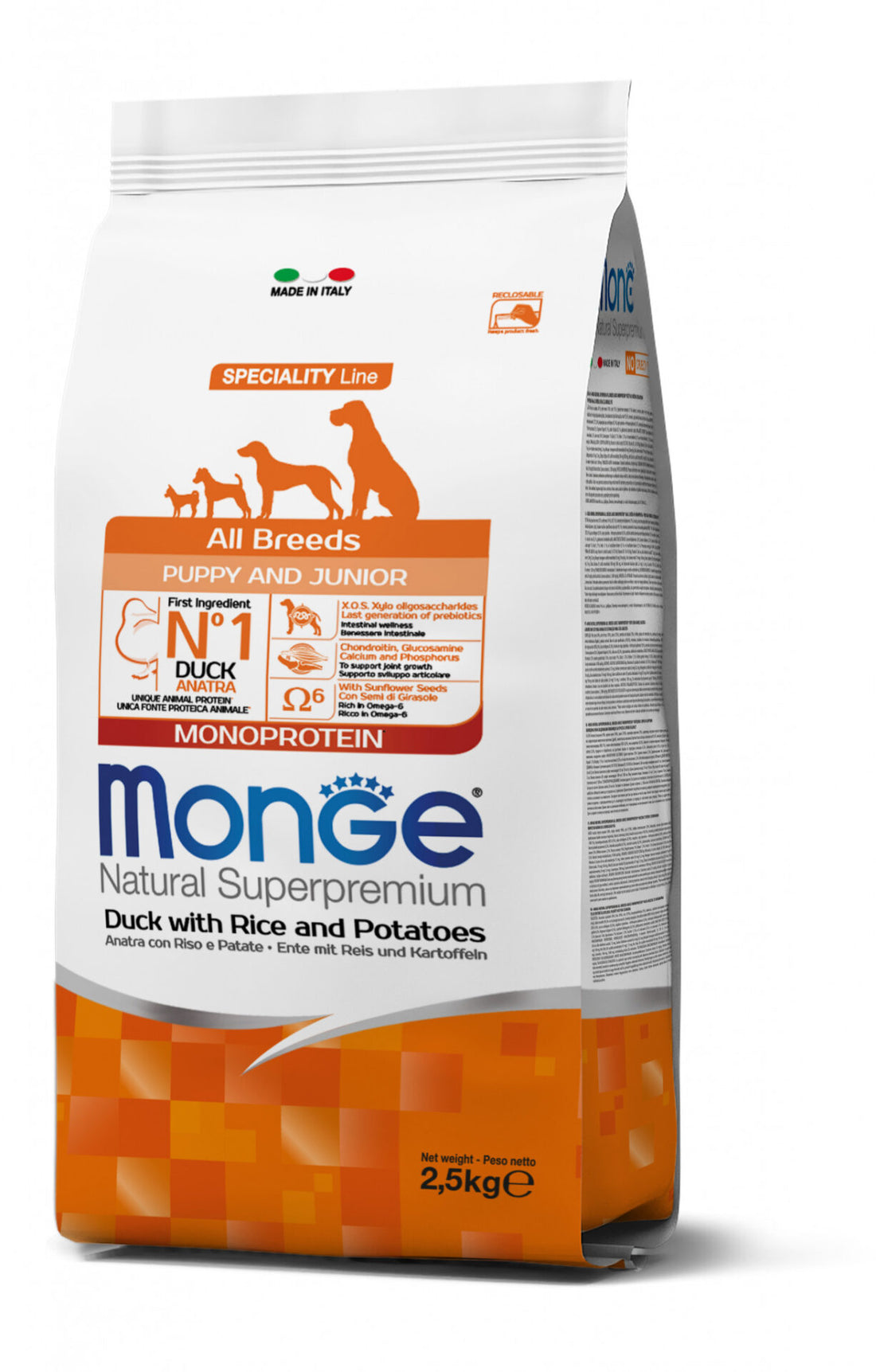 Monge All Breeds Puppy & Junior Anatra con Riso e Patate 12 kg