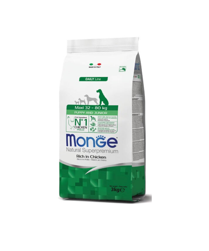 Monge Maxi Puppy & Junior Ricco di Pollo 12 kg