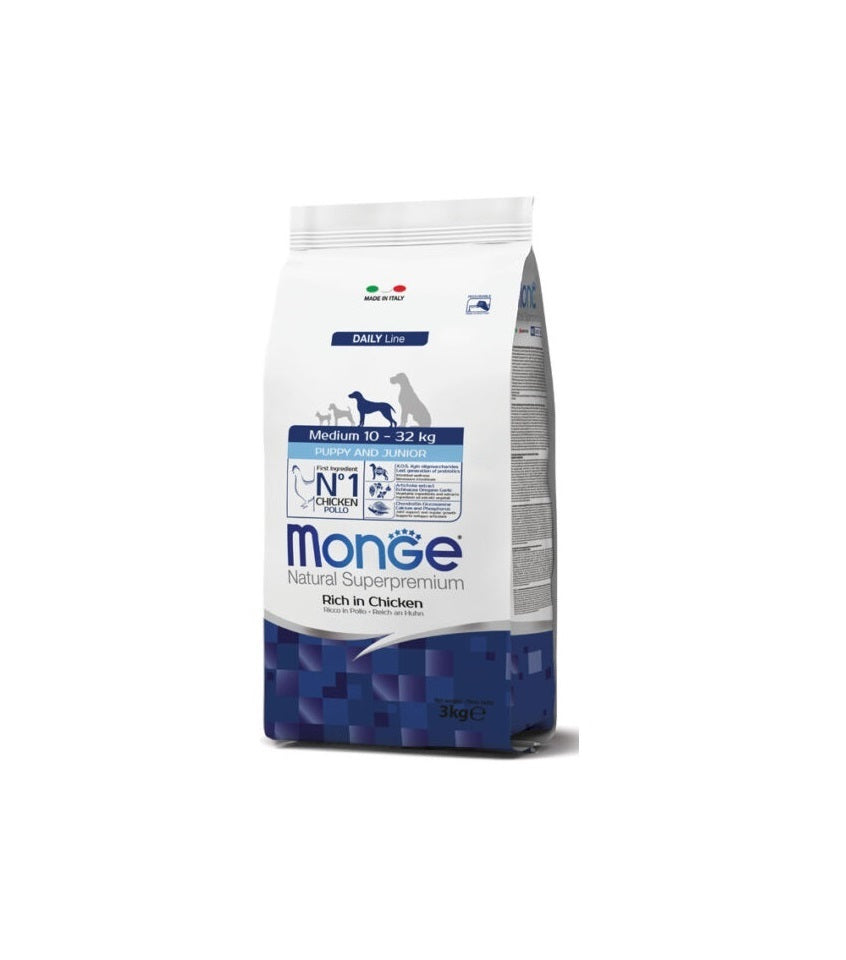 Monge Medium Puppy & Junior Ricco di Pollo 12 kg