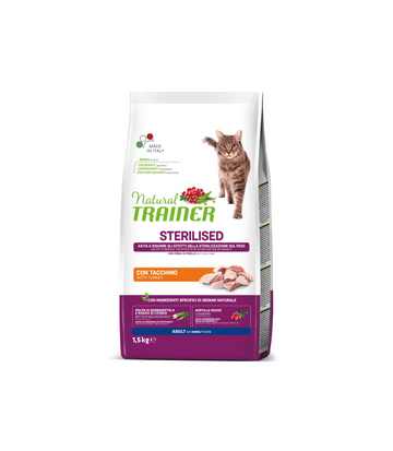 Natural Trainer Cat Adult Sterilised con tacchino 1,5 kg