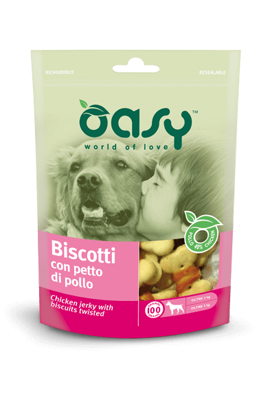 Biscotti con petto di pollo 100 g Oasy snack per cani