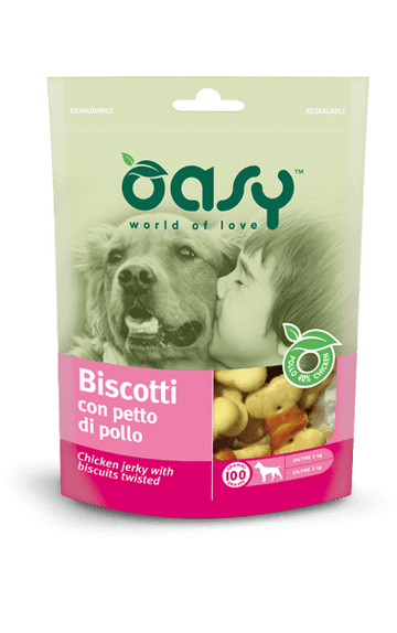 Biscotti con petto di pollo 100 g Oasy snack per cani