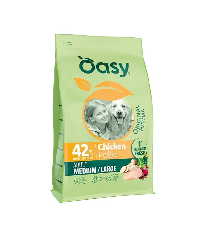 Oasy crocchette per cani adulti di taglia media/grande con pollo 10 kg