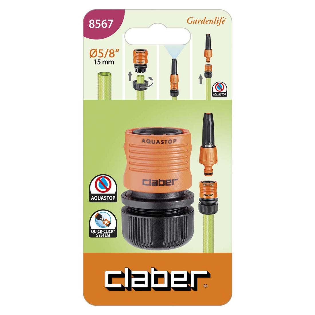 Raccordo da 5/8" con aquastop CLABER 8567