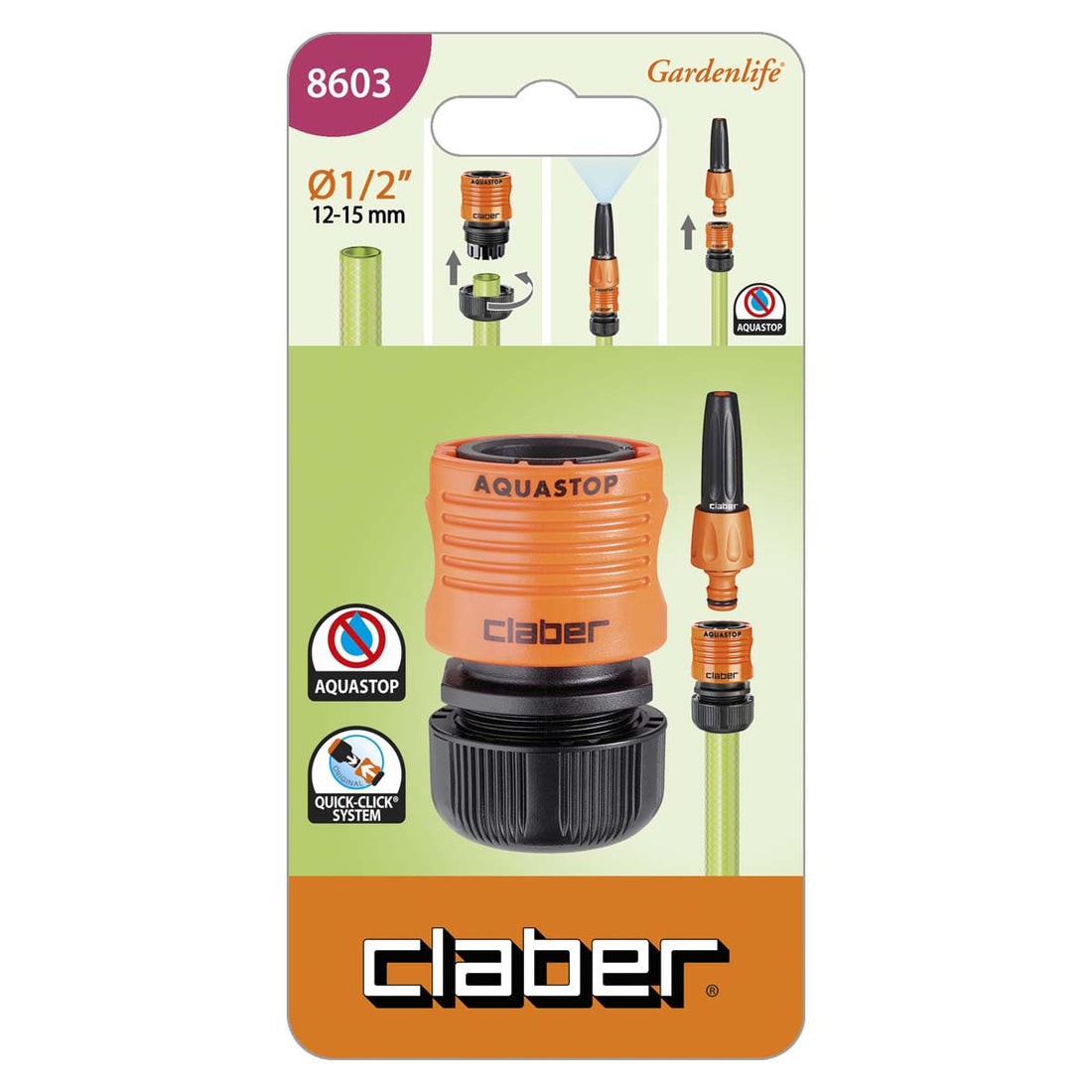 Raccordo da 1/2" con aquastop CLABER 8603
