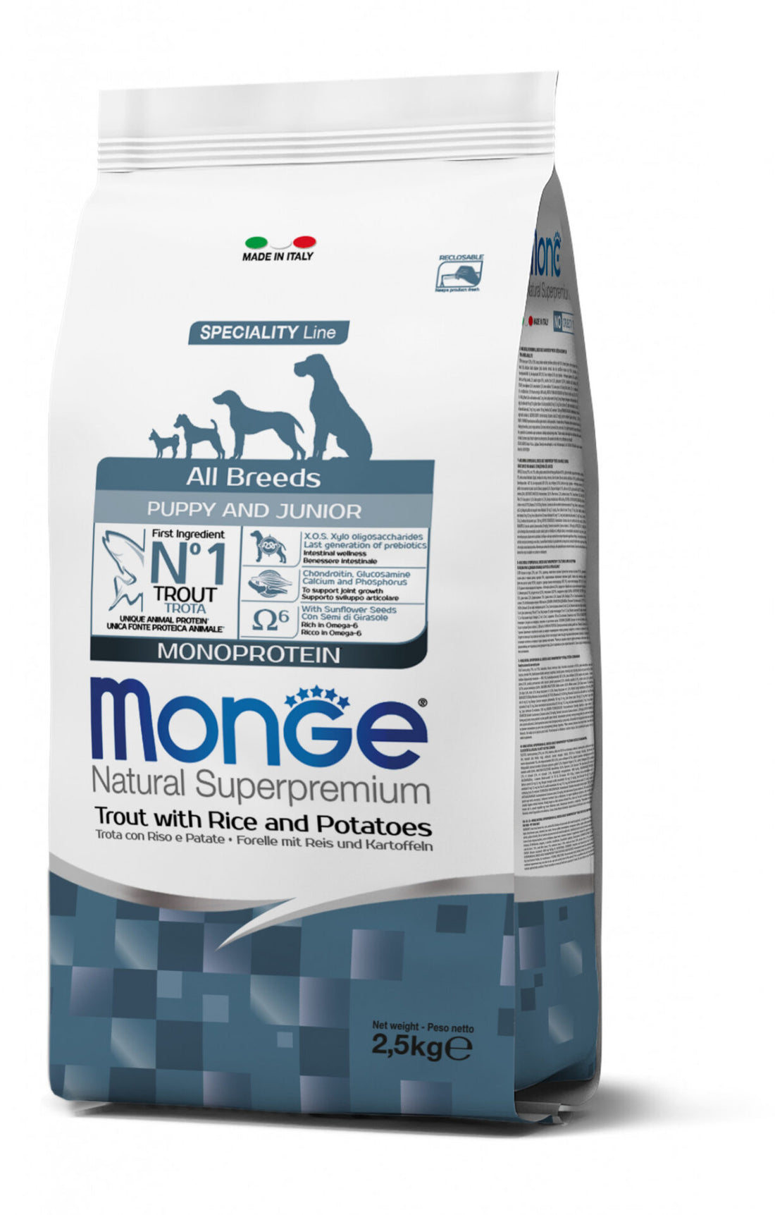 Monge All Breeds Puppy & Junior Trota con Riso e Patate 12 kg