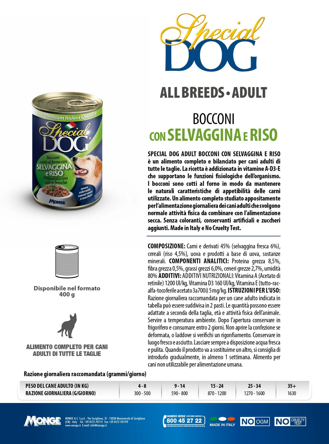 Special Dog Bocconi con Selvaggina e Riso 400 g