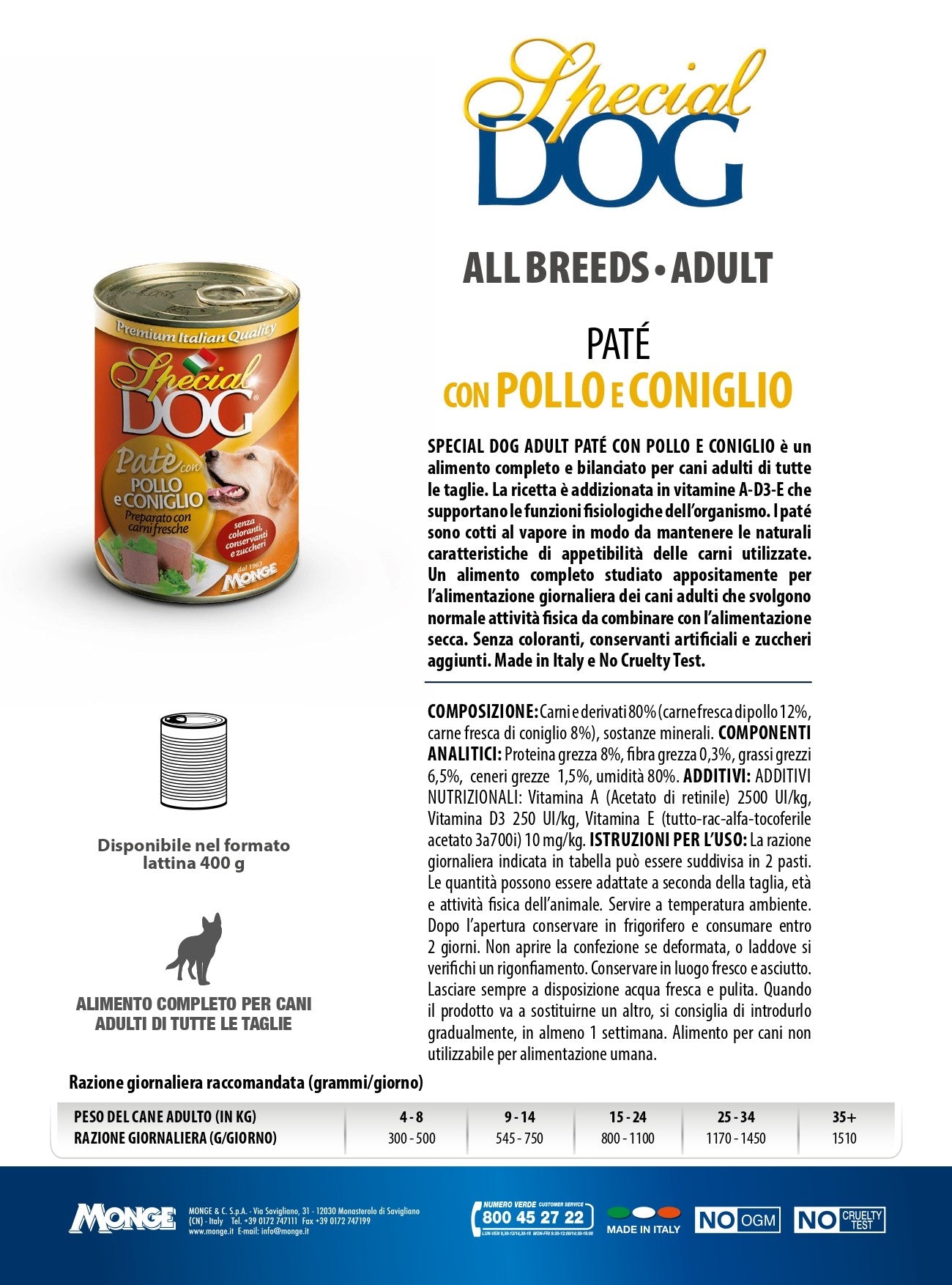 Special Dog Patè con Pollo e Coniglio 400 g