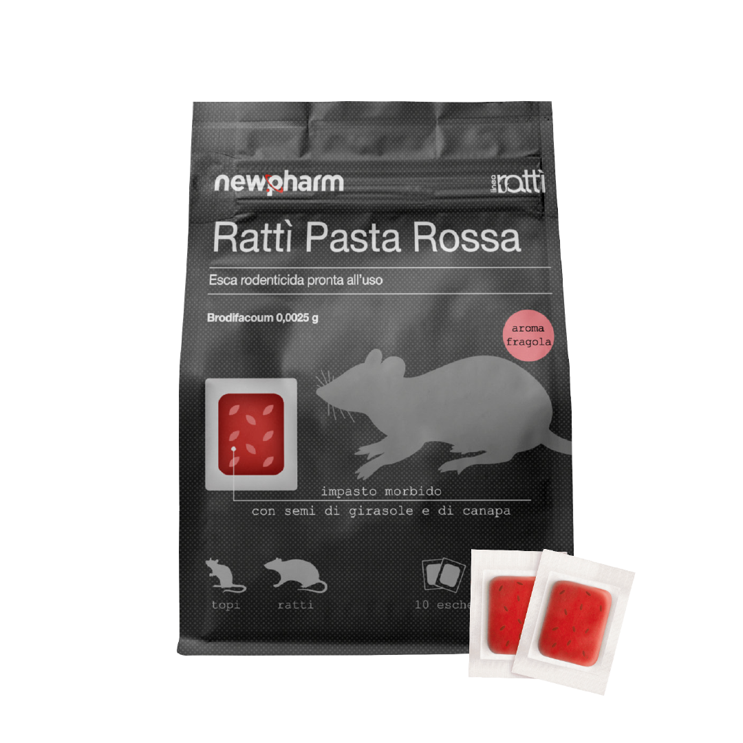 Esca rodenticida Rattì Pasta Rossa 150 g ( 10 buste da 20 g )