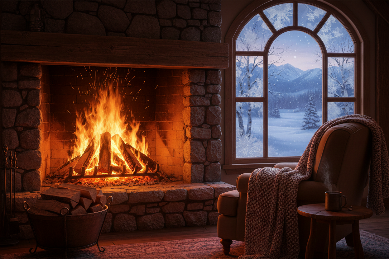 inverno, fuoco, legna