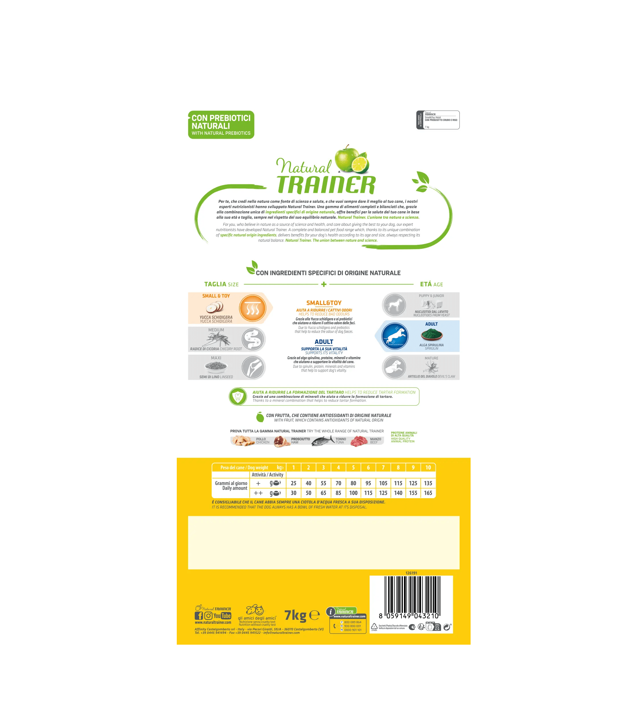 Natural Trainer Small & Toy Trockenfutter für ausgewachsene Hunde mit Rohschinken