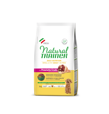 Natural Trainer Small & Toy Trockenfutter für ausgewachsene Hunde mit Rohschinken