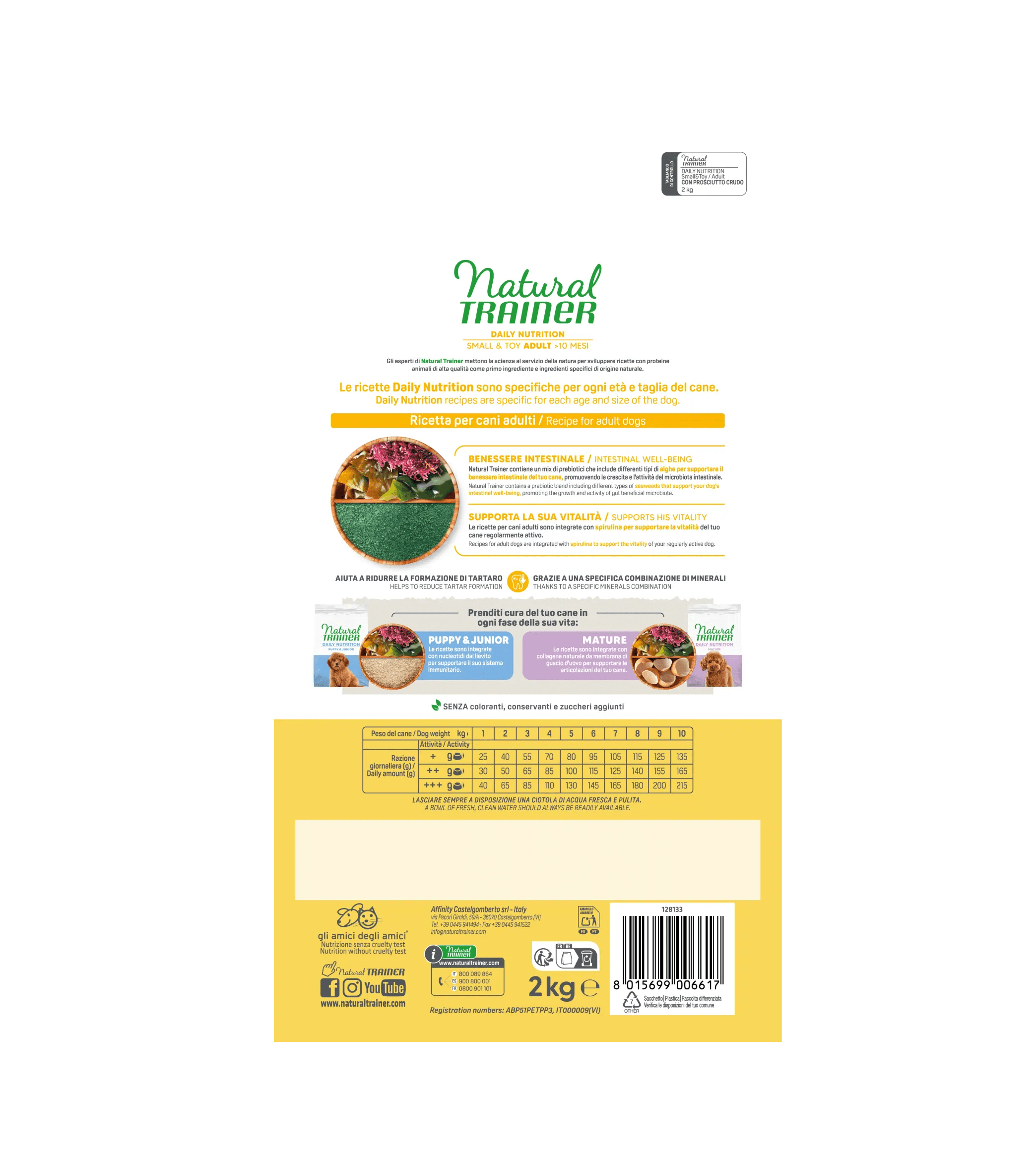 Natural Trainer Small & Toy Trockenfutter für ausgewachsene Hunde mit Rohschinken