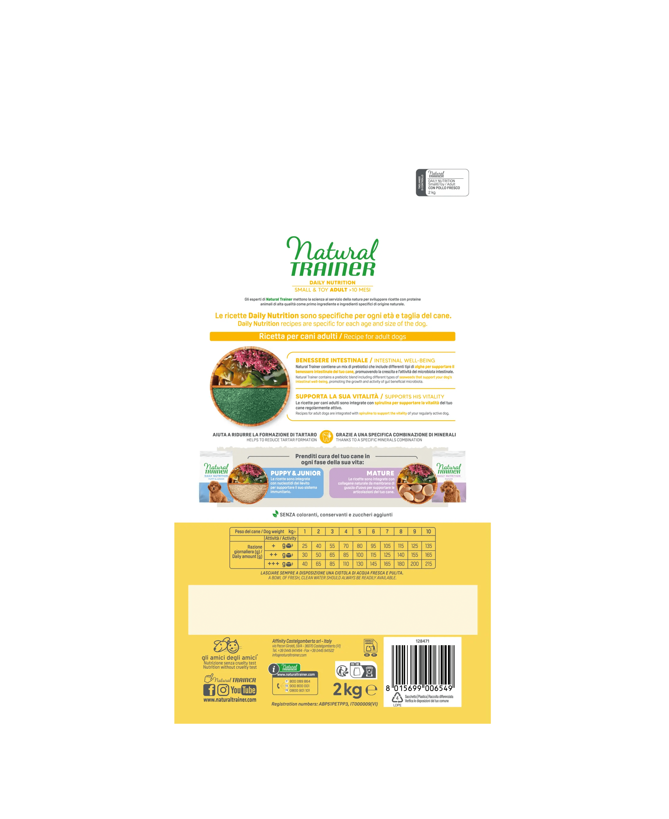 Natural Trainer Small&Toy Trockenfutter für ausgewachsene Hunde mit Huhn