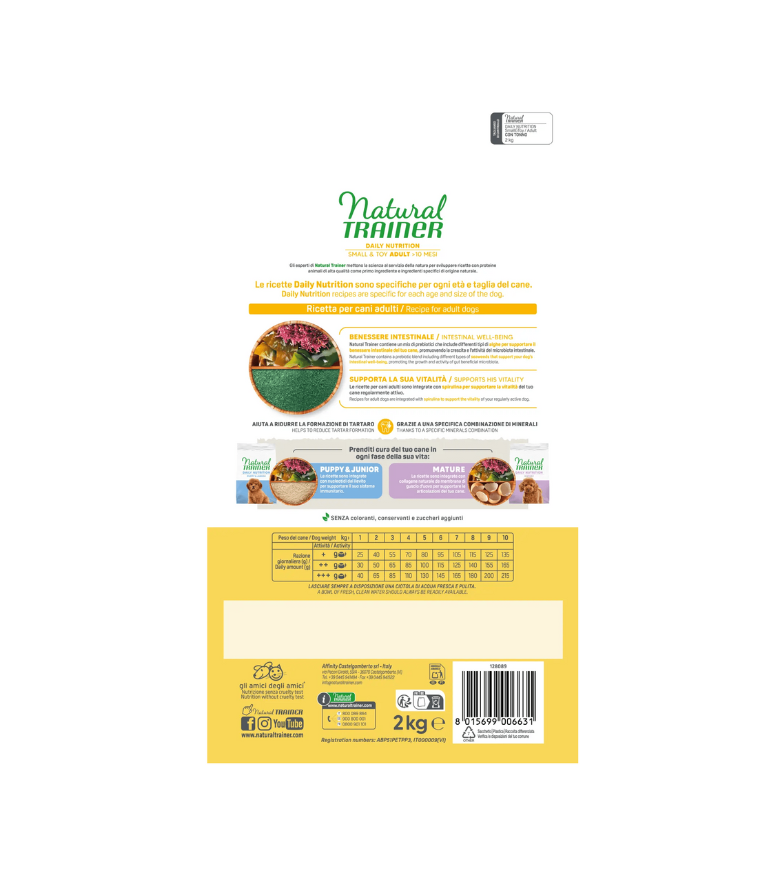 Natural Trainer Small&Toy cani adulti crocchette al tonno