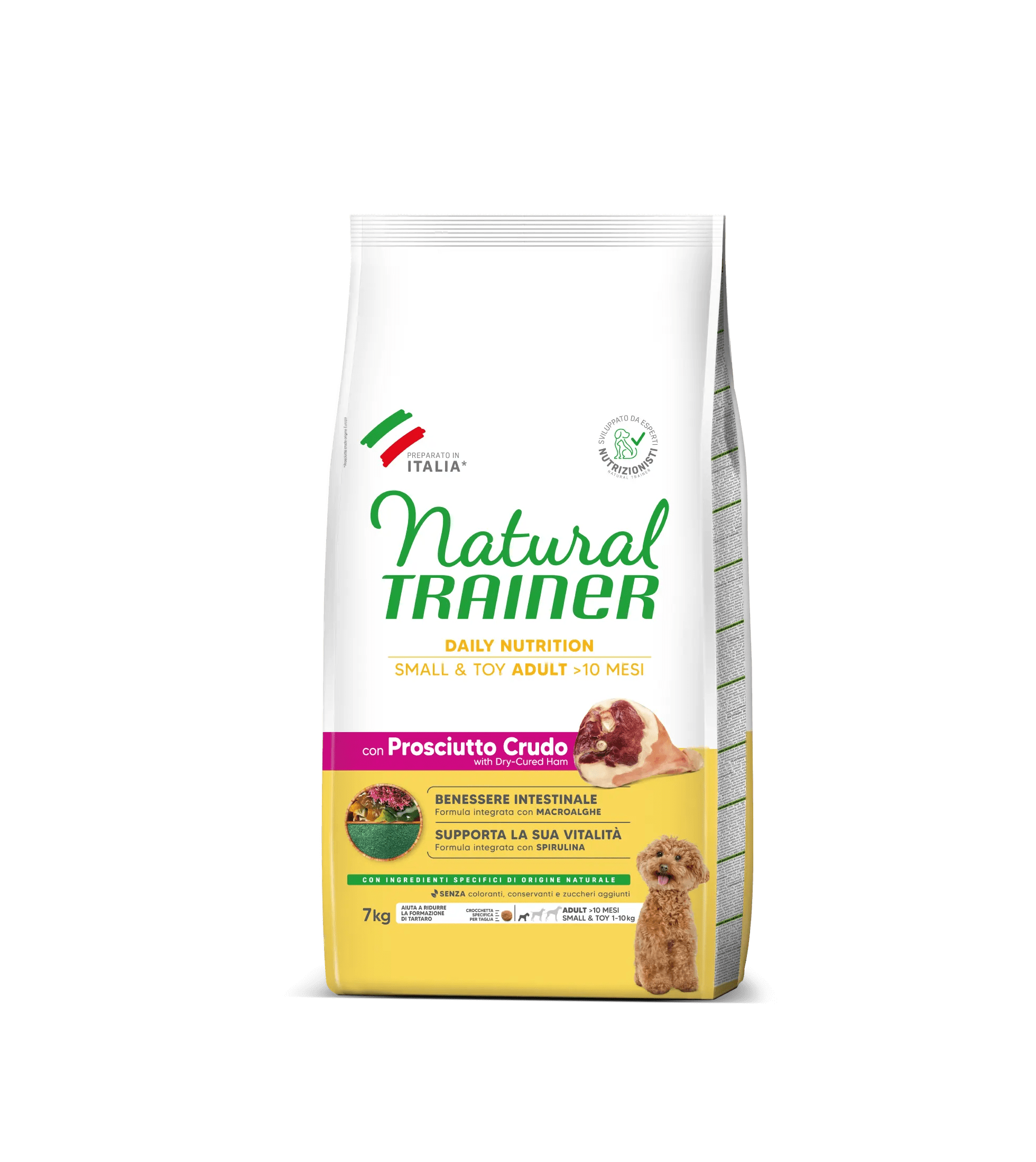 Natural Trainer Small & Toy Trockenfutter für ausgewachsene Hunde mit Rohschinken