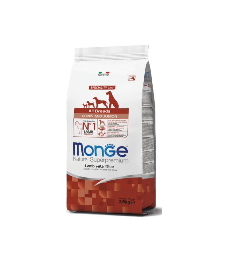 Monge All Breeds Puppy & Junior Agnello con Riso 2,5 Kg