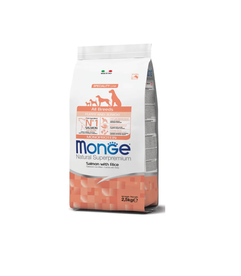 Monge All Breeds Puppy & Junior Salmone con Riso 2,5 kg