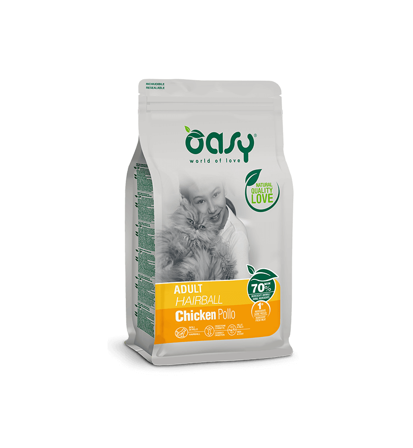 Oasy Adult Hairball con pollo 1,5 kg