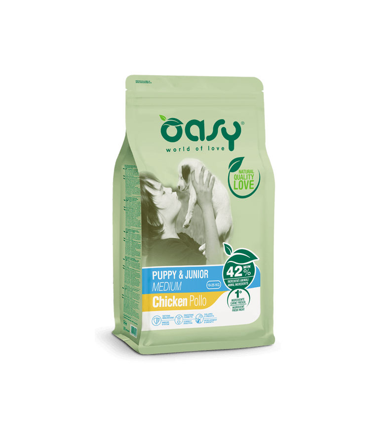 Oasy Puppy&Junior Medium con pollo 3 kg